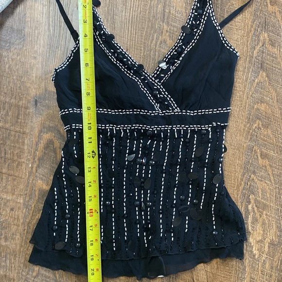 VINTAGE 90s/Y2K BLACK 100%SILK BEADED TANK ADJUSTABLE STRAPS&SIDE ZIPPER RETRO - Picture 10 of 10